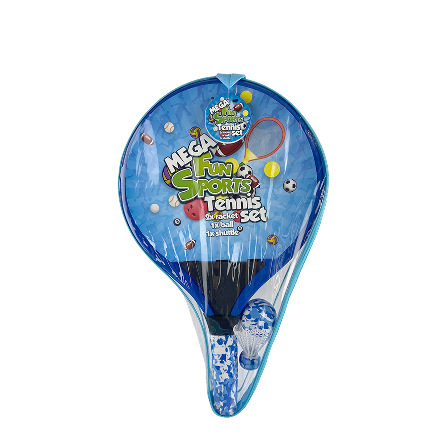 Fun sports mega tennis set blauw 4-delig