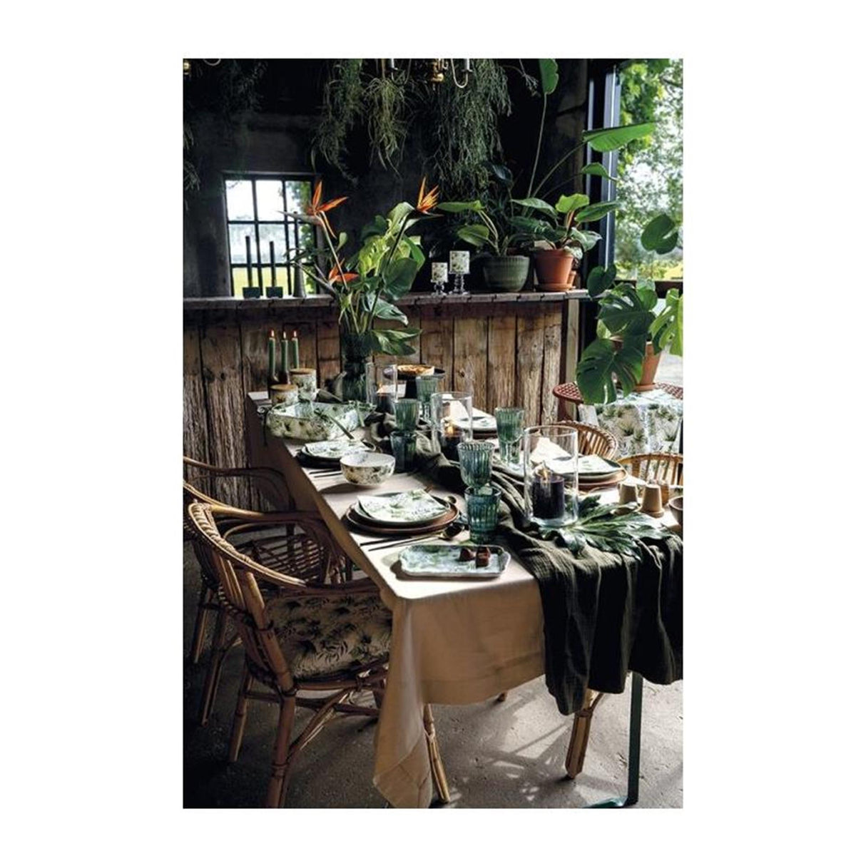 Ambiente schaal jungle leaves white