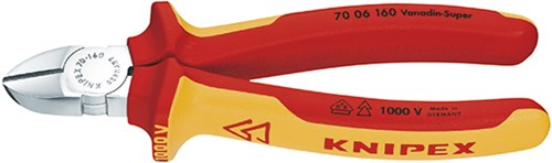 Knipex zijsnijtang verchroomd ge‹soleerd met meer-componentengrepen, vde-getest 140 mm - 7006140