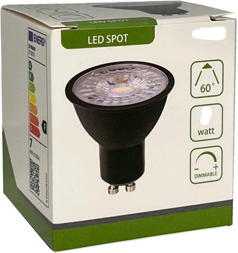 Enzo led spot gu10 230v 3-35w 60gr zwart 3000k dimbaar - led0631