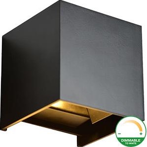 Enzo led wandlamp 2x3w up down vierkant zwart dtw - 5082074