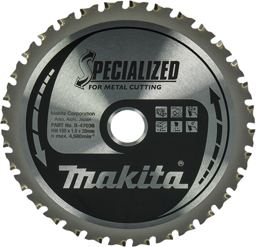 Makita accessoires cirkelzaagblad staal | specialized 150x20x1,5 32t 0g - b-47036 b-47036