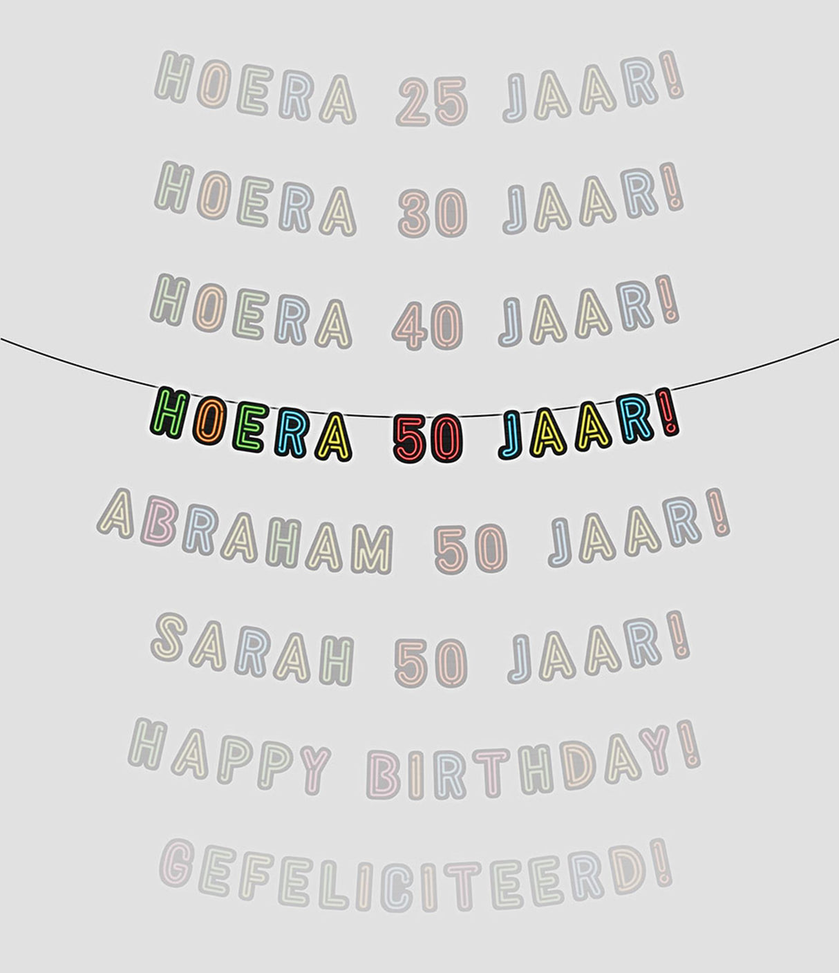 Paperdreams neon slinger 5m - hoera 50 jaar!