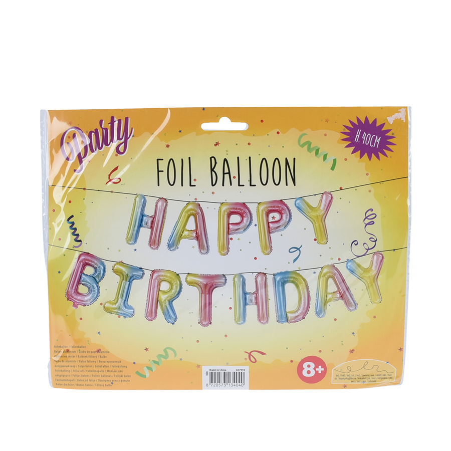 Slinger ballon folie happy birthday rainbow 40cm