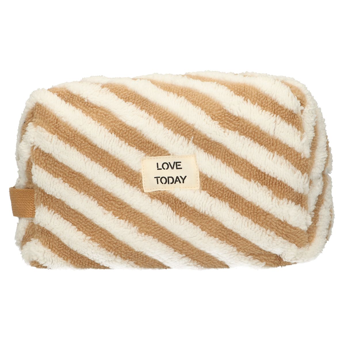 Traveller toilettas badstof stripe bruin 23cm x 13cm