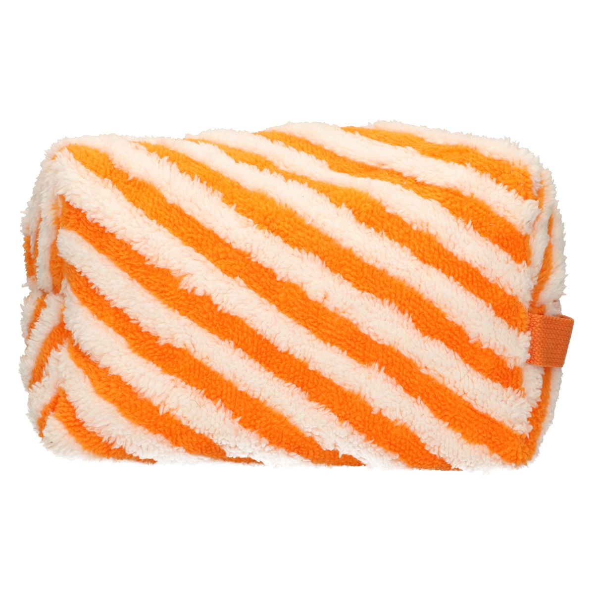 Traveller toilettas badstof stripe oranje 23cm x 13cm