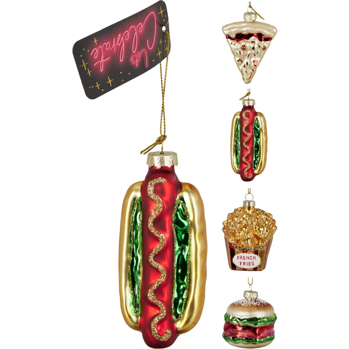 Kersthanger fastfood glas 4 assorti display a 12 stuks