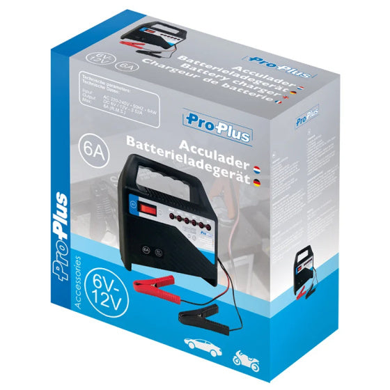 Proplus Acculader 6 12 Volt 6 Ampère 20+Ah zwart