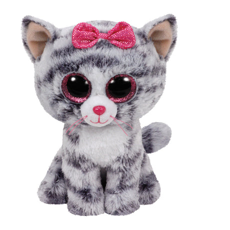 Ty beanie boo's kiki pluche grijs kat knuffel 15 cm