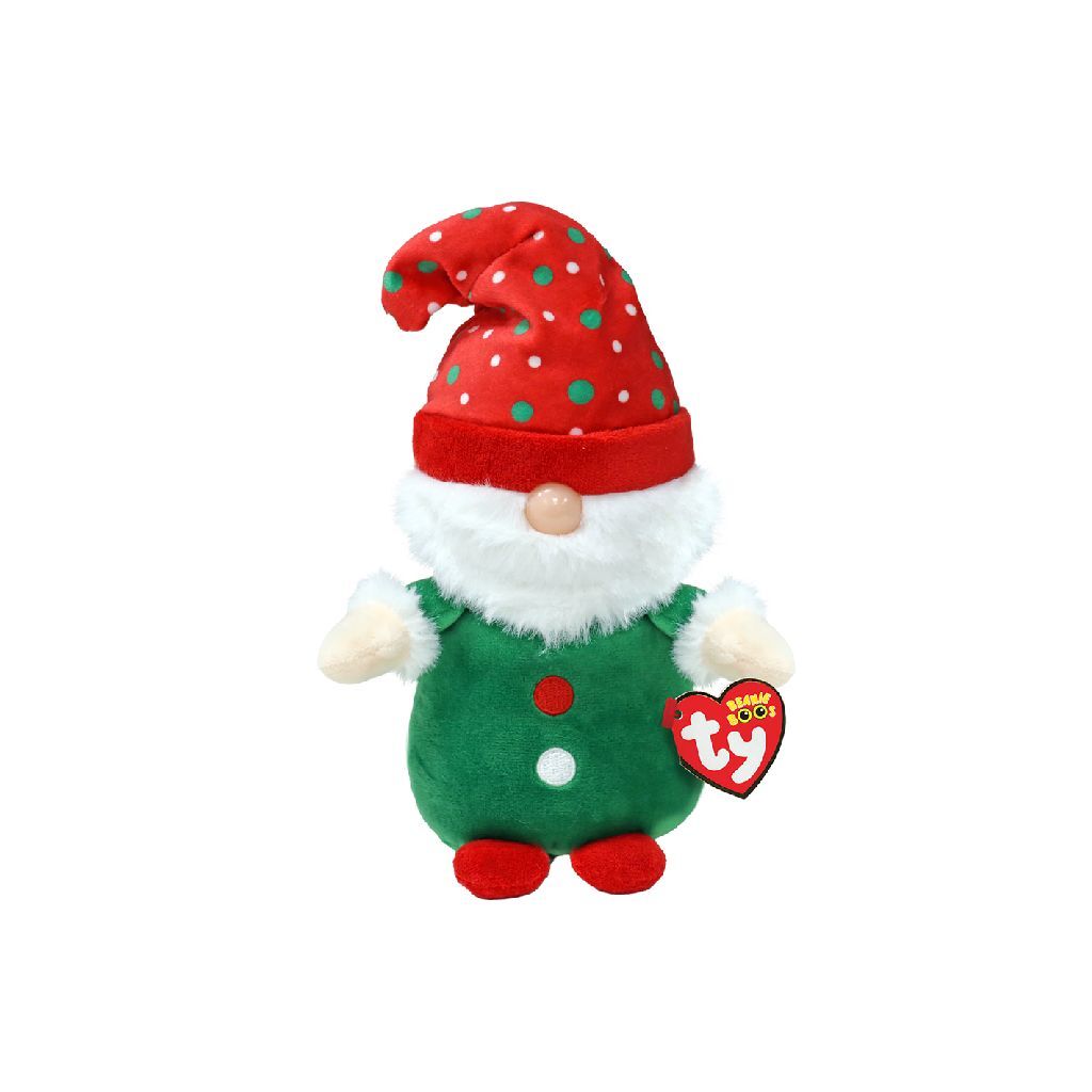 Ty Beanie Boo's Christmas Gnome Gnolan Elf, 15cm