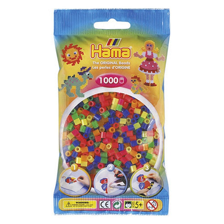 Hama strijkkralen neon kleuren mix 1000 stuks