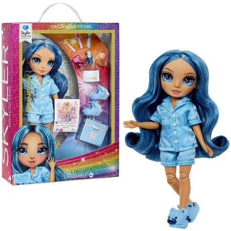 Rainbow high junior high pyjamaparty - 23 cm - skyler (blauw) - modepop
