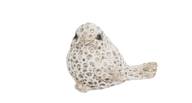 Sculptuur chiffchaff l wit polystone 11x7x8cm