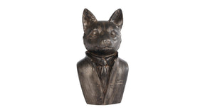 Sculptuur fox antiek grijs polystone 12x10x21cm
