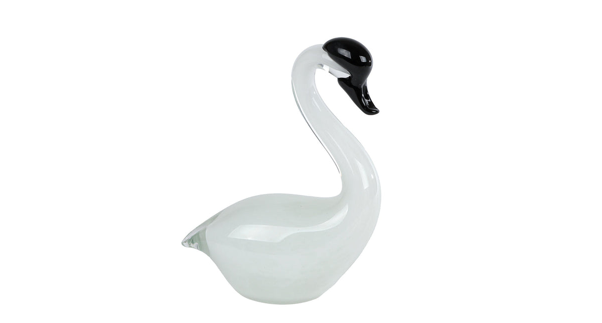 Sculptuur swan wit glas 14x7x20cm