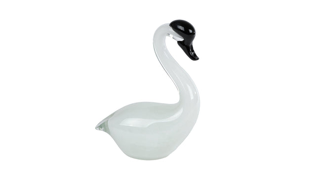 Sculptuur swan wit glas 14x7x20cm
