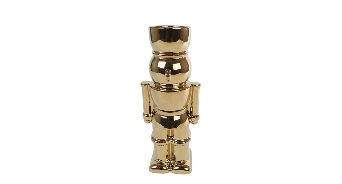 Sculptuur nutcracker goud aardewerk 9x6,5x22,5cm