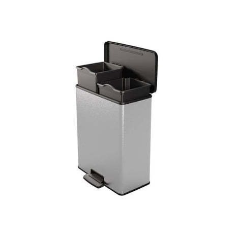 Curver deco bin duo pedaalemmer 26l+26l zilver metallic