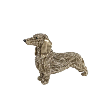 Sculptuur teckel glinster goud polystone 18,5x6x12cm