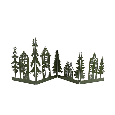 Decoratie shutter xmas house tree s groen metaal 122x0,5x40cm