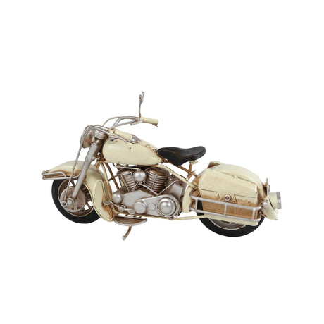 Motorfiets motorcycle creme zwart a2 metaal 28x10,5x15cm