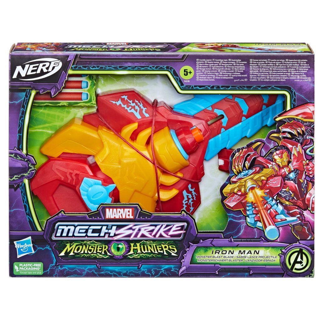 Nerf nerf mech frappe monstre chasseurs iron man + 3 fléchettes