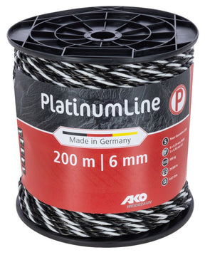 Ako producten platinumline afrasteringskoord 6mm 200m wit zwart