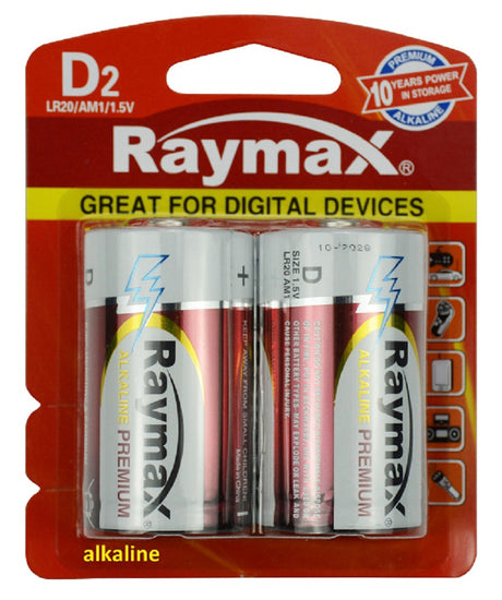 Raymax producten batterij alkaline lr20 d 1 5v x2st