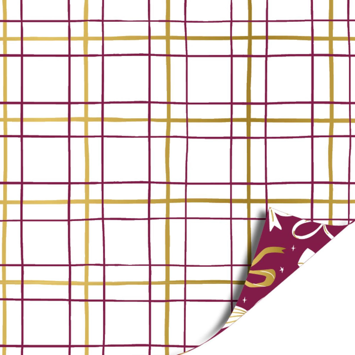Kassaplan coated cadeaupapier dubbelzijdig 50cm 100m bows burgundy purple
