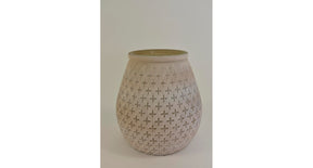 Windlicht glas cross dia18x19cm wit zand
