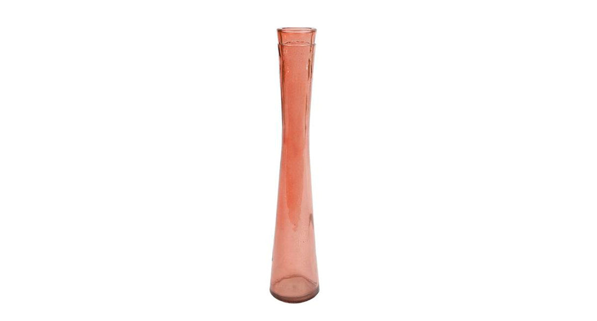 Vaas florero l roze glas 6x6x30cm