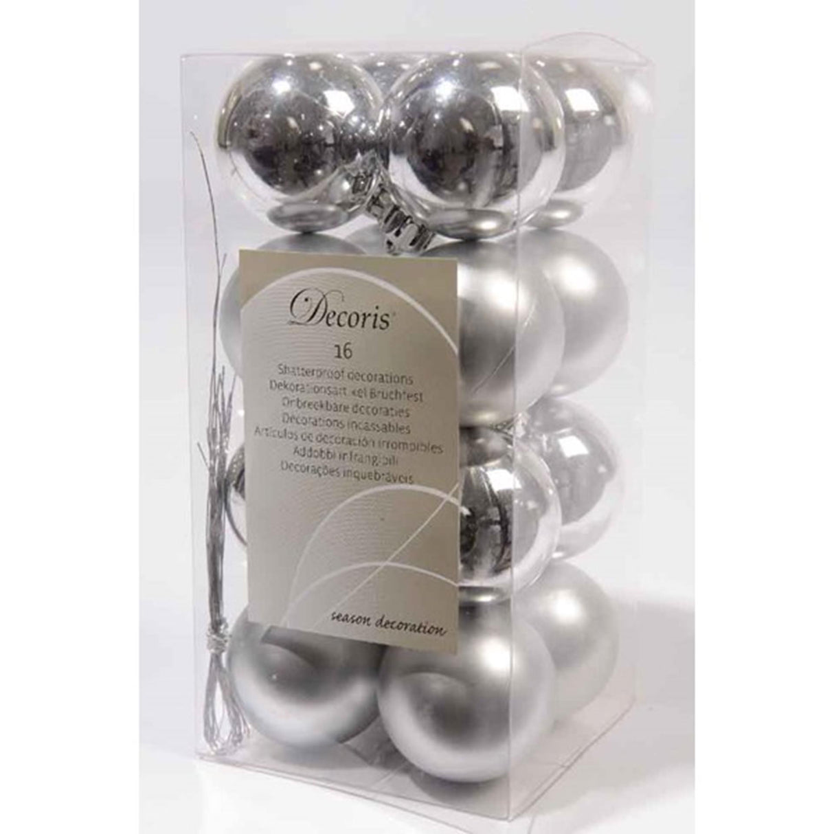 Decoris kerstballen kunststof zilver glans mat ø40mm transbox a 16 stuks