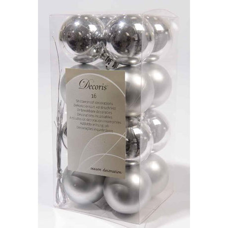 Decoris kerstballen kunststof zilver glans mat ø40mm transbox a 16 stuks