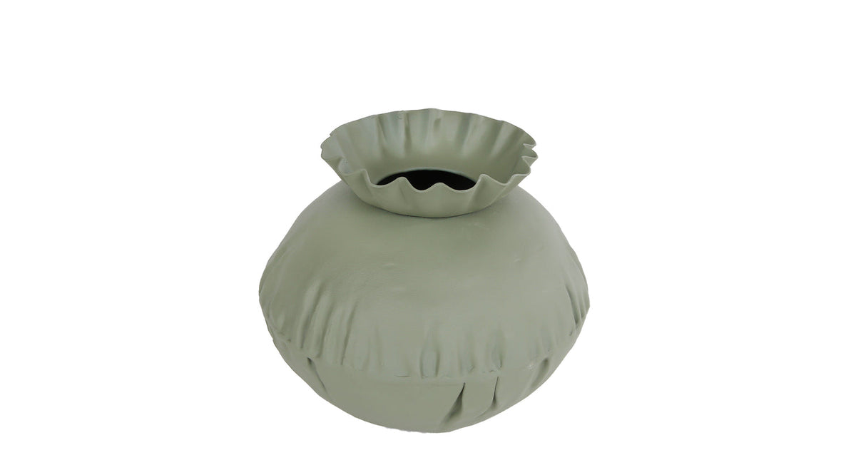Vaas mira s l.groen metaal 13,5x13,5x11,5cm