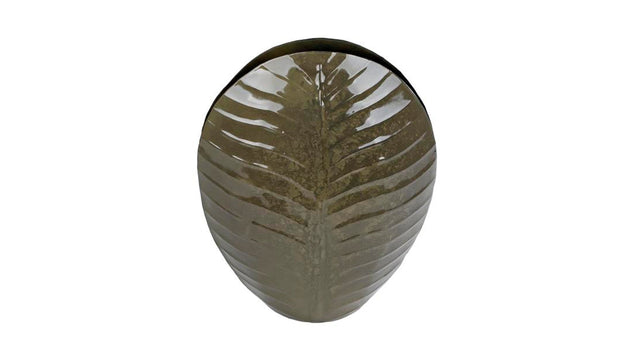 Vaas leaf xl groen metaal 25,5x10,5x32cm