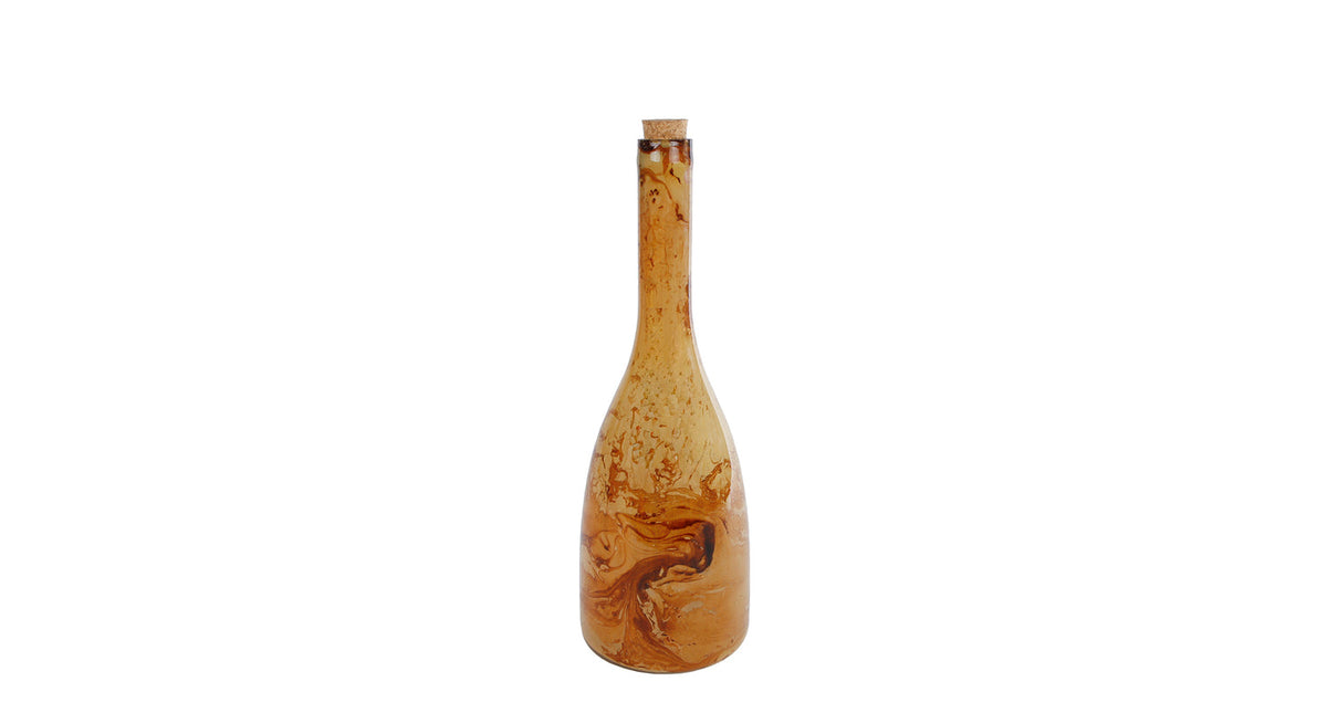 Vaas wine s amber hout structuur glas 10x10x28,5cm