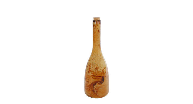 Vaas wine s amber hout structuur glas 10x10x28,5cm