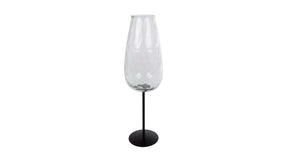 Vaas wine glass l helder zwart glas metaal 8x8x28cm
