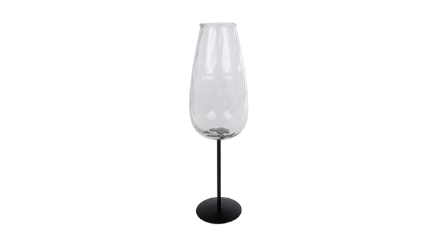 Vaas wine glass l helder zwart glas metaal 8x8x28cm