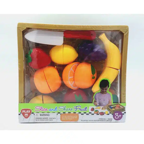 Playgo play speelgoed snijfruit in kratje - 11-delig - kleurrijk kinderspeelgoed.