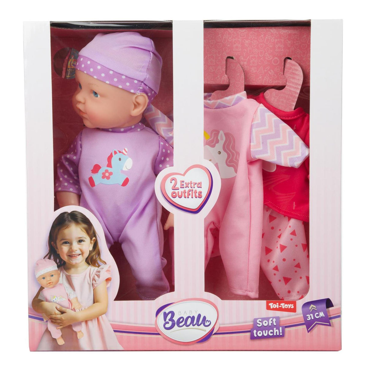 Toi-toys beau babypop dress up 31cm met 2x kledingset 2 assorti