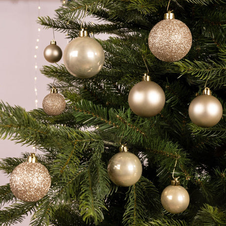 Decoris kerstballen kunststof licht goud mix van afwerkingen 30-delig