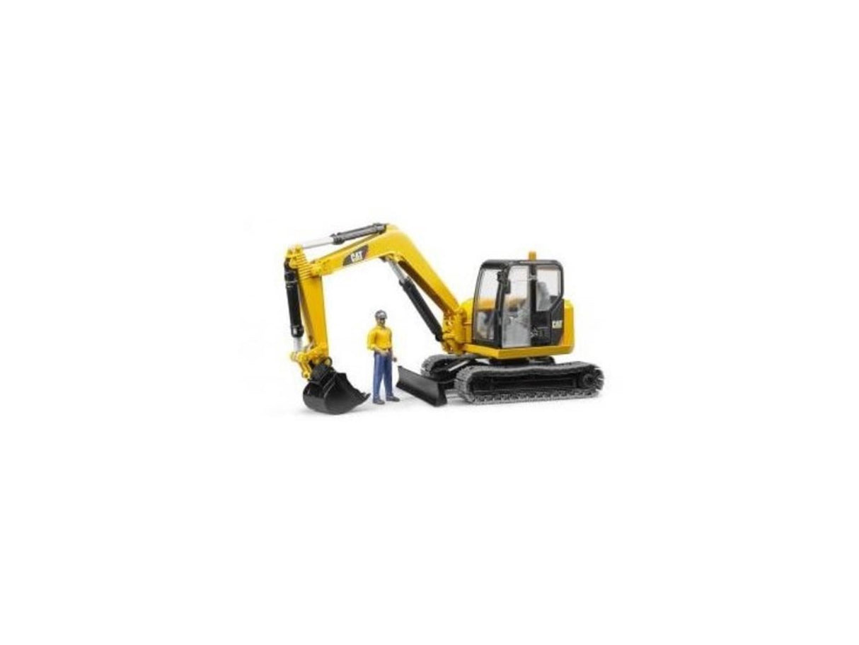 Bruder cat minibagger met arbeider