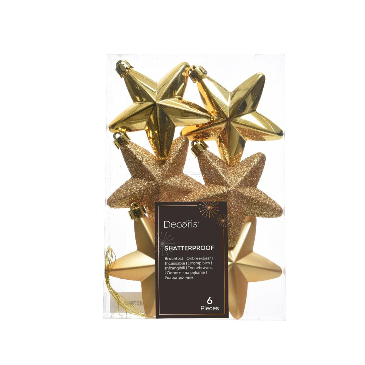 Decoris kersthanger kunststof licht goud dia7,5cm 6-delig
