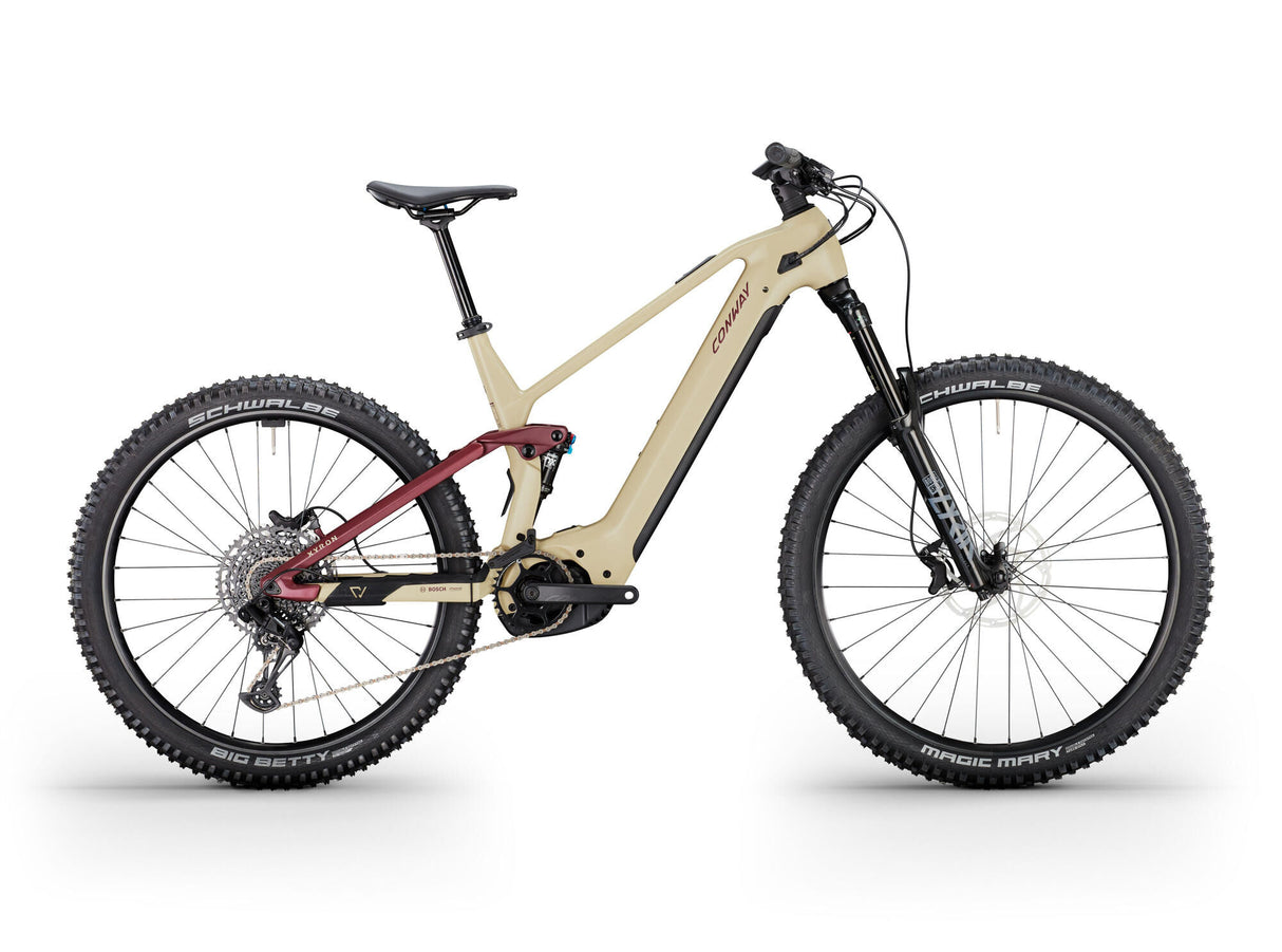 Conway elektrische mtb full-suspension xyron s 5.0 carbon (#1) ebike conw.xyron s5.0 ca. 29 27 12sp 43 des. plum