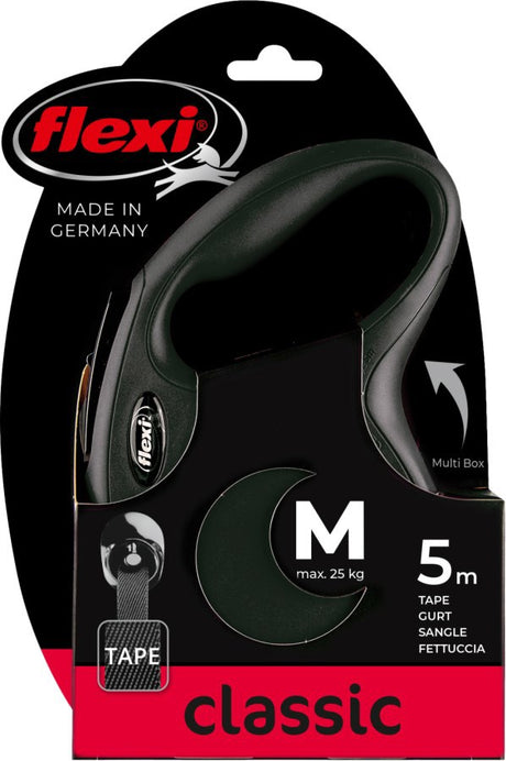 Flexi producten rollijn new classic band zwart m 5 meter tot 25kg