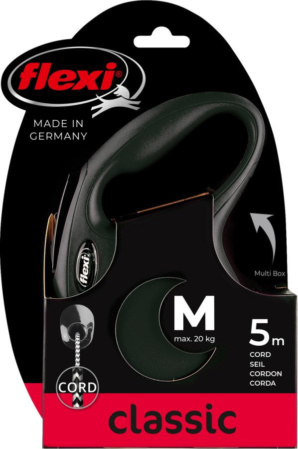 Flexi producten rollijn new classic koord zwart m 5 meter tot 20kg
