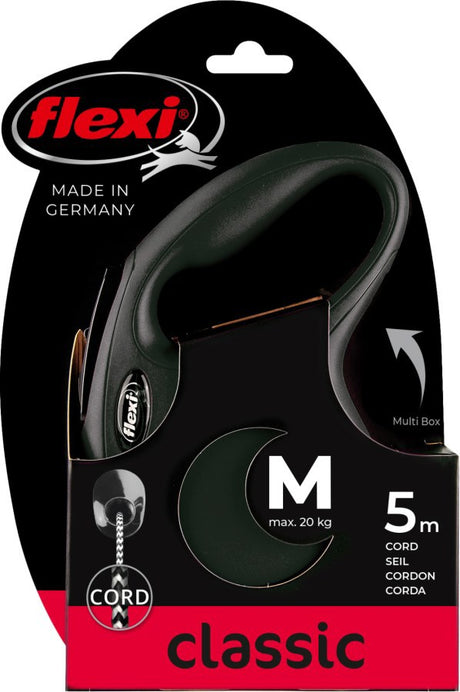 Flexi producten rollijn new classic koord zwart m 5 meter tot 20kg