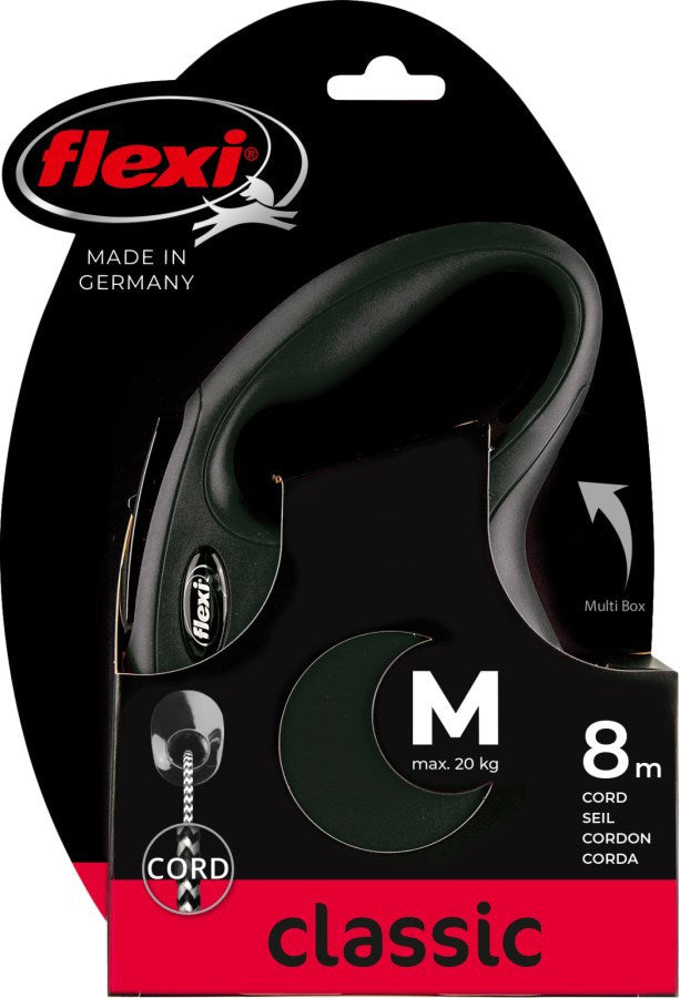 Flexi producten rollijn new classic koord zwart m 8 meter tot 20kg