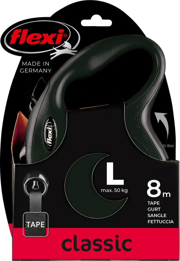 Flexi producten rollijn new classic band zwart l 8 meter tot 50kg